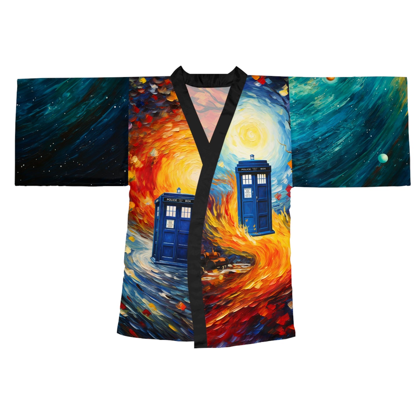 Tardis X VanGogh Long Sleeve Kimono Robe