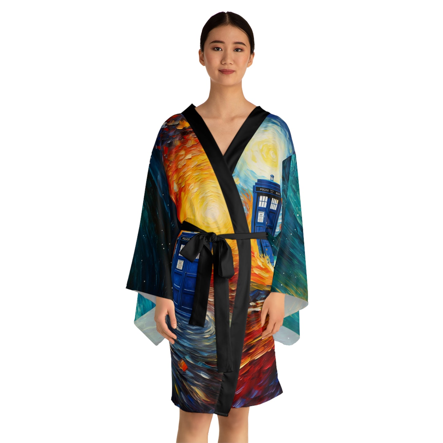 Tardis X VanGogh Long Sleeve Kimono Robe