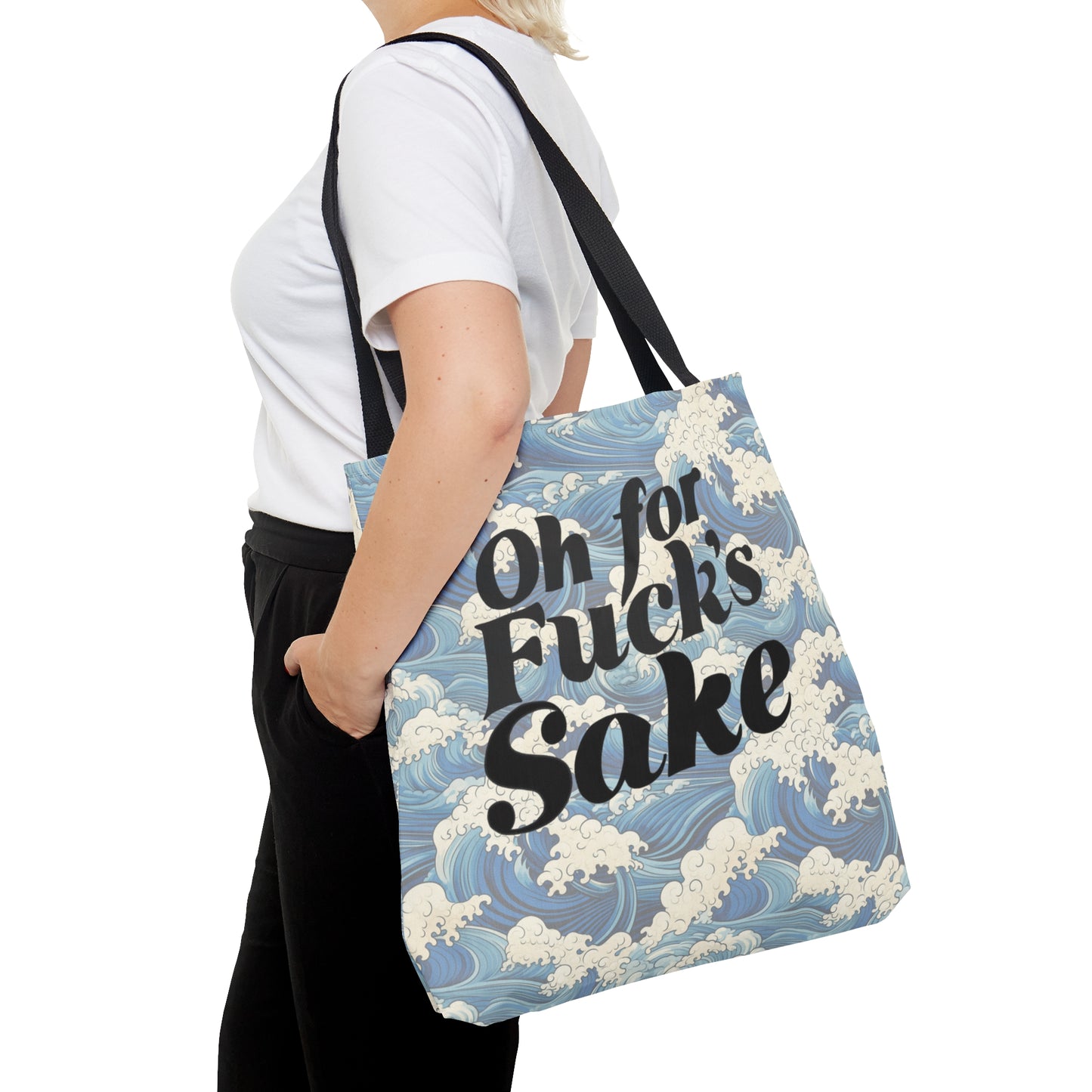 Oh For Fuck's Sake Blue Waves Japanese Vintage Style Tote Bag