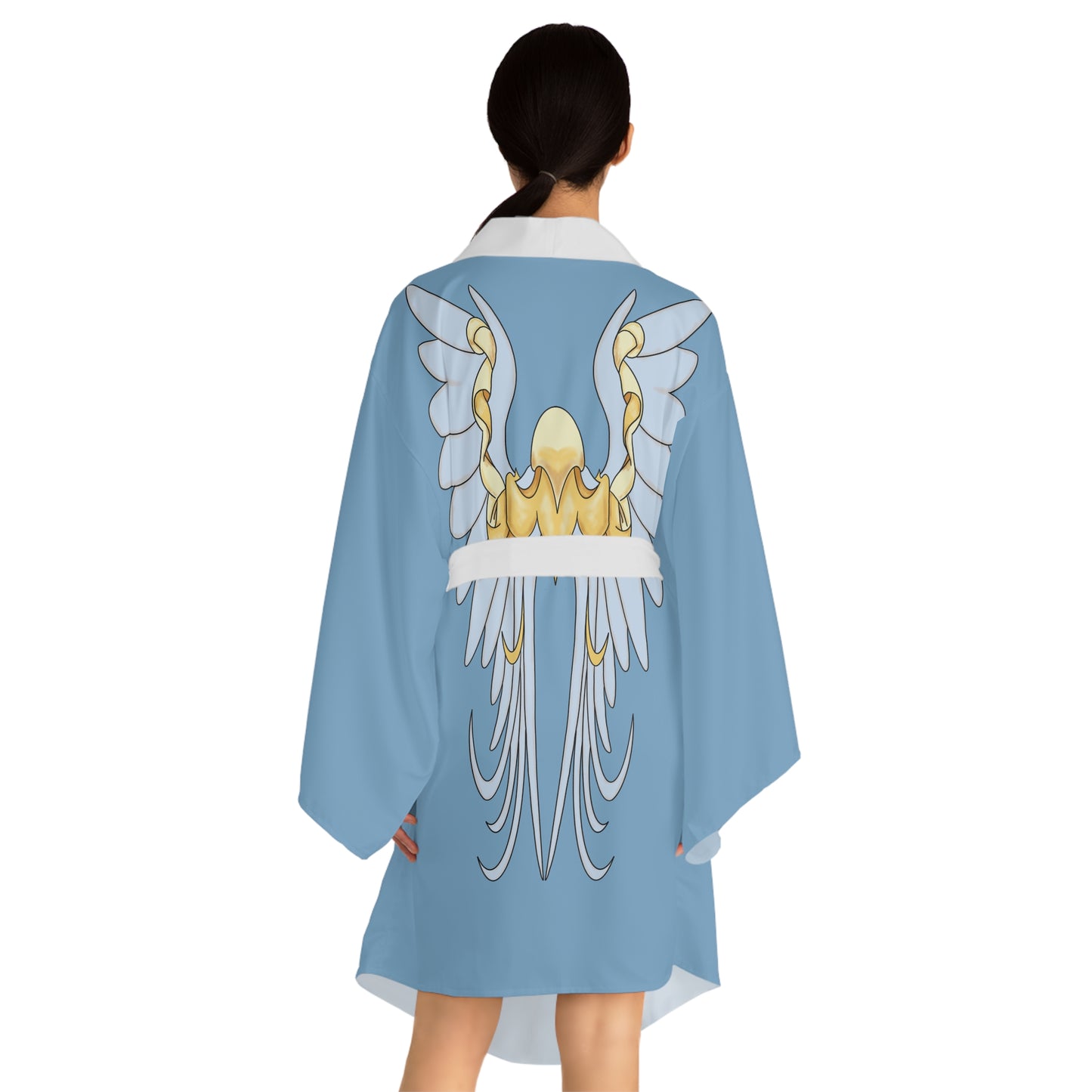 White Angel Wings Long Sleeve Kimono Robe