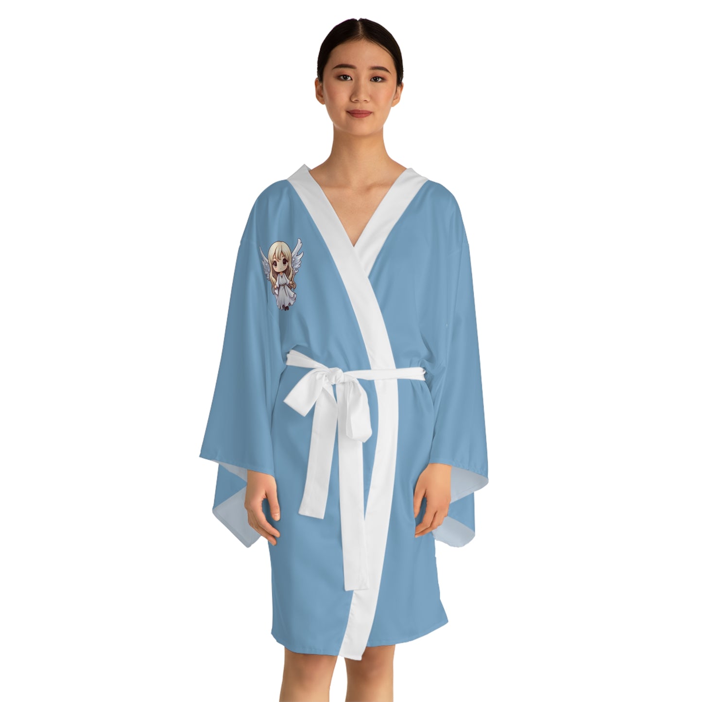 White Angel Wings Long Sleeve Kimono Robe