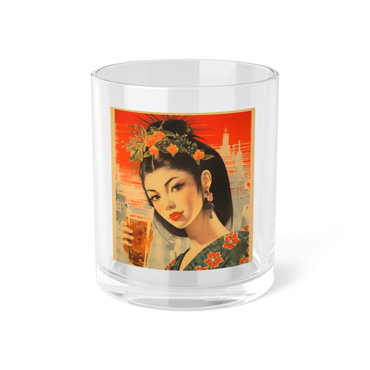 Japanese Alcohol Ad Bar Glass, Vintage Style, Retro Advertisement, Geisha Japan