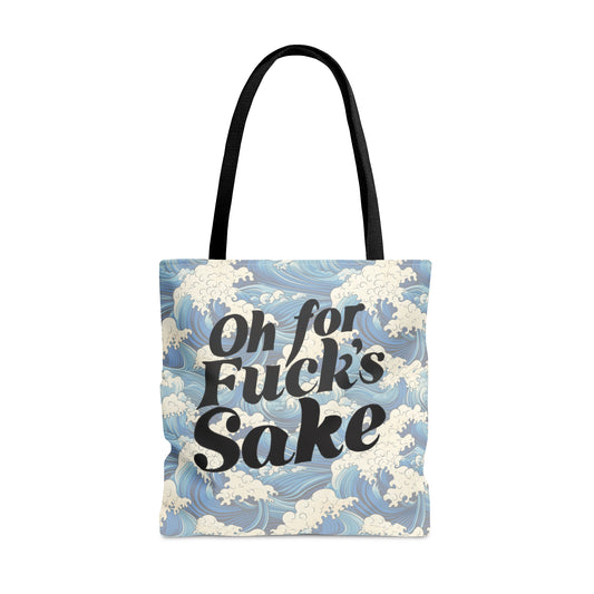 Oh For Fuck's Sake Blue Waves Japanese Vintage Style Tote Bag