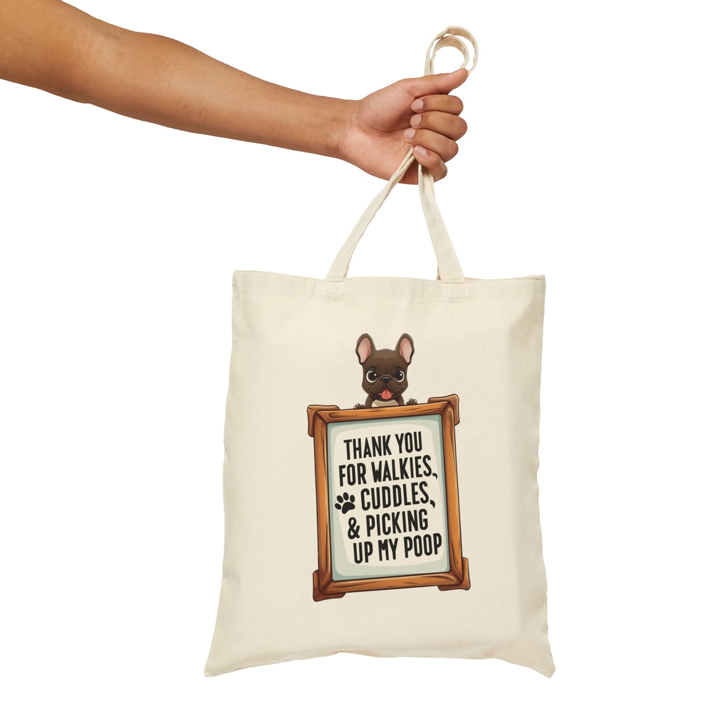 Frenchie Thank You Card, Thank Dog I Have You, Cotton Canvas Tote Bag