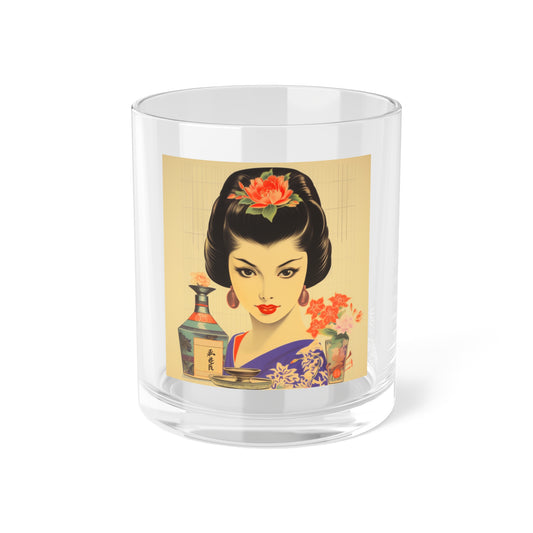 Japanese Sake Ad Bar Glass, Vintage Style Poster, Geisha Edo Whiskey Retro
