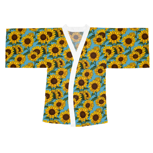 Sunflower Fields Long Sleeve Kimono Robe
