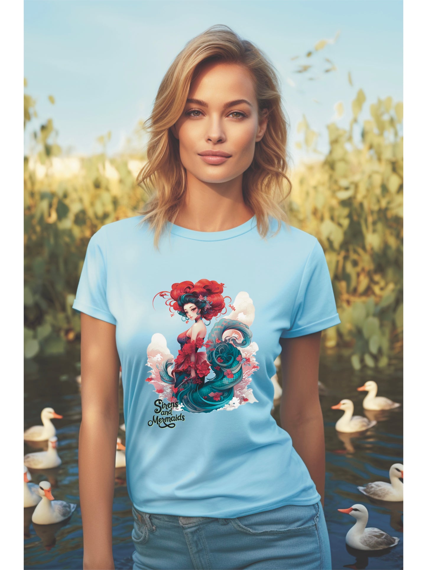 Mermaids and Sirens, Geisha Unisex Heavy Cotton Tee