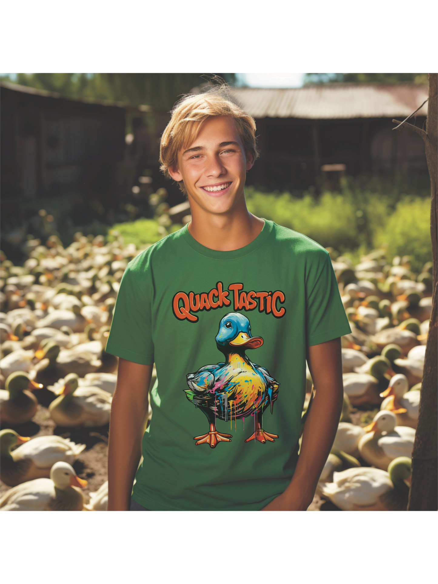 Quack-tasic Unisex T-shirt, Duck Lovers, Graffiti Style Drawing Art