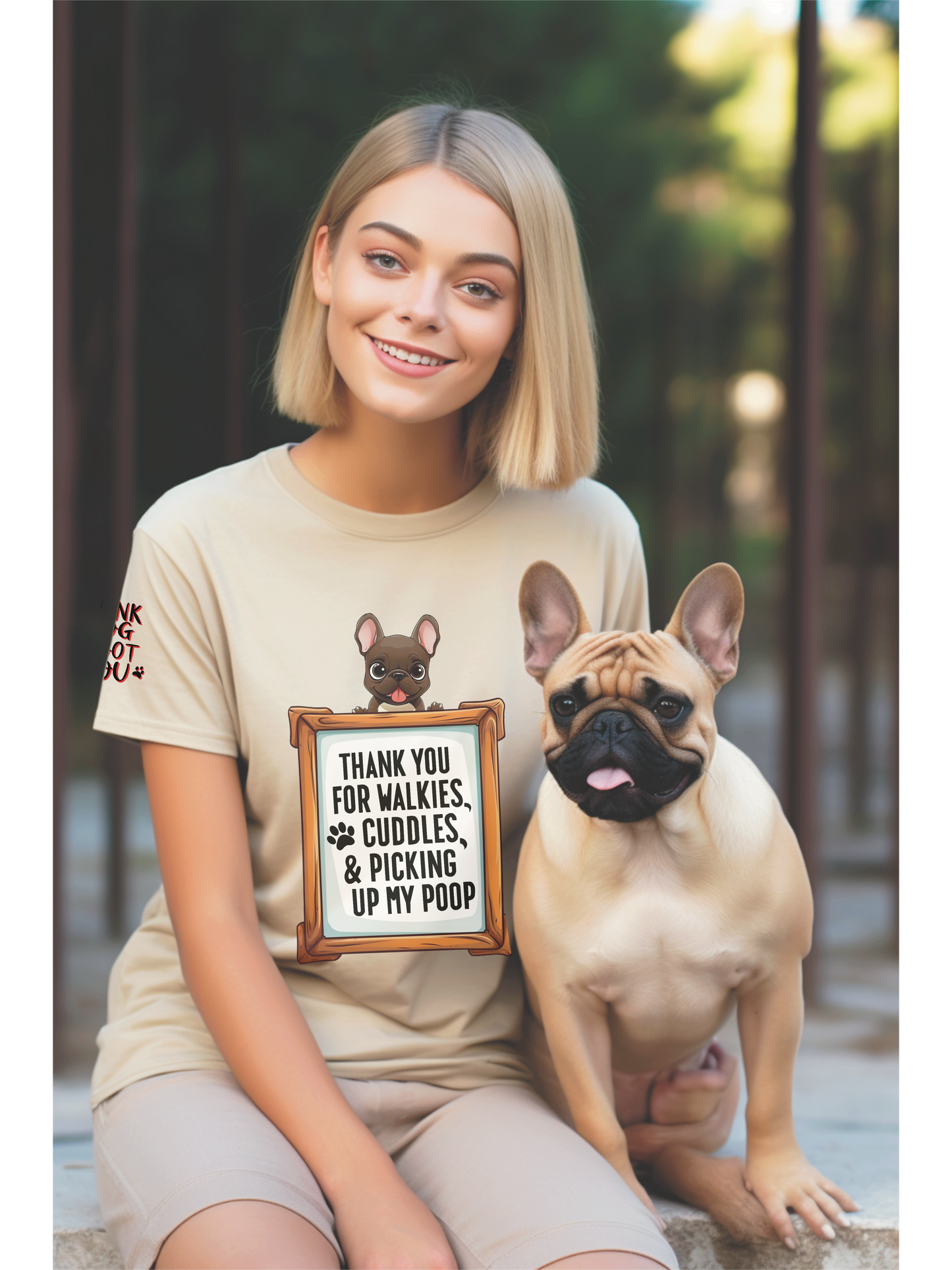 Thank You Card from Frenchie, Thank Dog I Have You, Unisex Heavy Cotton Tee